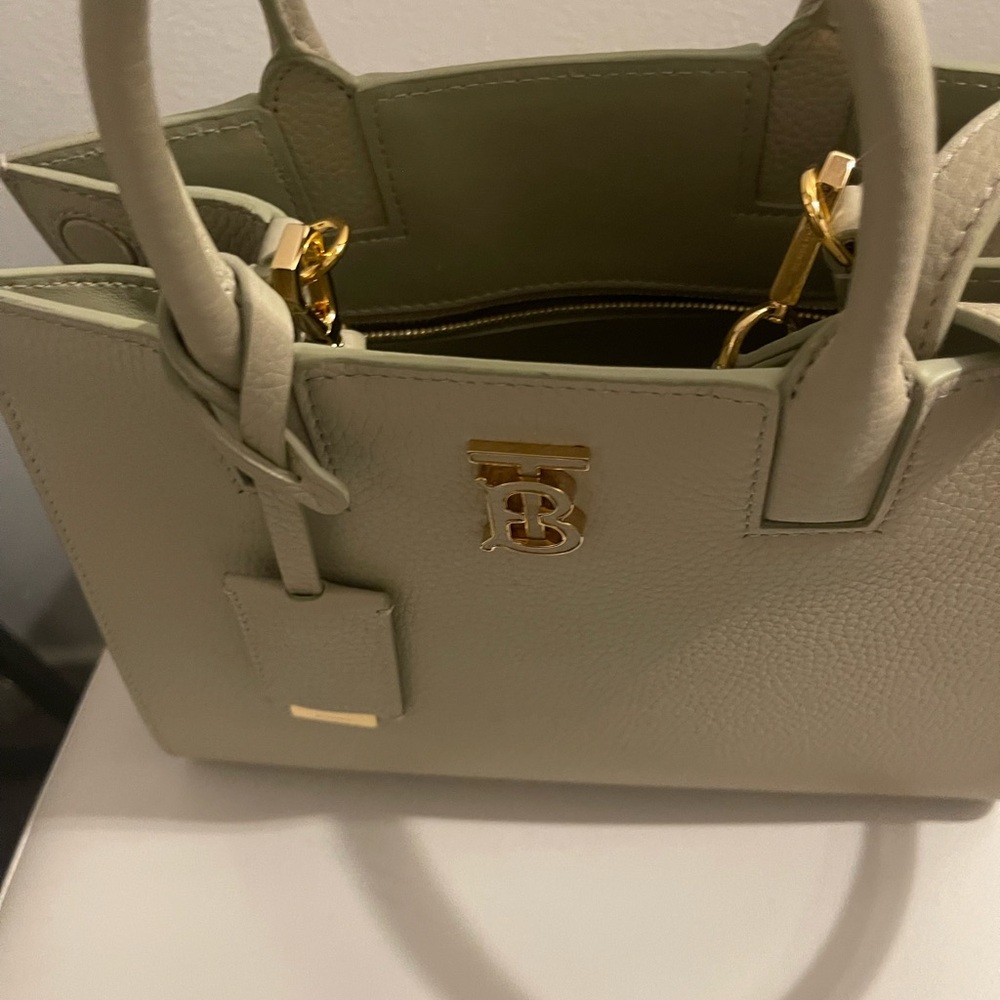 BURBERRY Leather Mini Frances Tote Bag in HUNTER - Picture 5 of 7